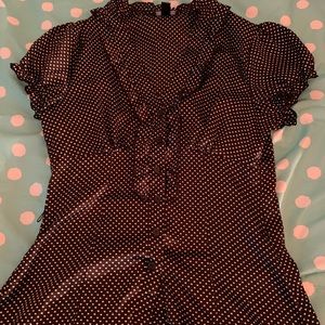 Black and white polka dot button down shirt